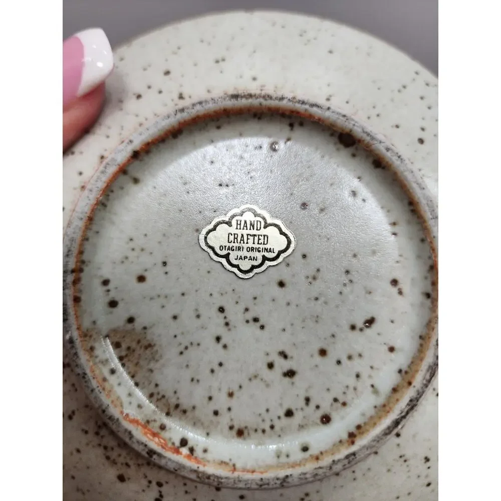 VintageOtagiri Stoneware Flower Pot Planter Hand Painted Flowers Drain Hole 5”